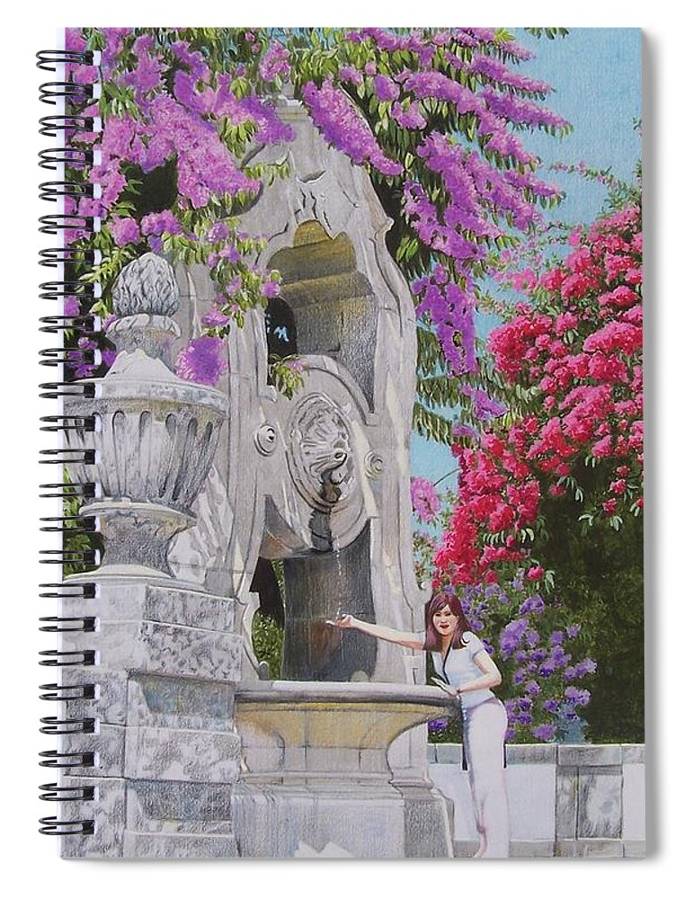 Landscape Spiral Notebook featuring the mixed media Vacation in Portugal by Constance Drescher