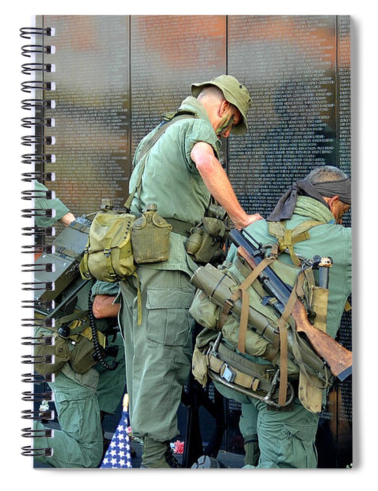 Veterans Spiral Notebook featuring the photograph Veterans at Vietnam Wall by Carolyn Marshall