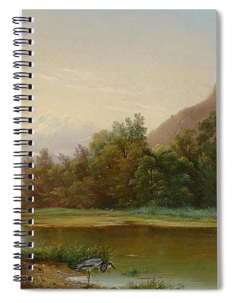 Alexandre Calame Spiral Notebook featuring the painting View of Le Bouveret #2 by Alexandre Calame