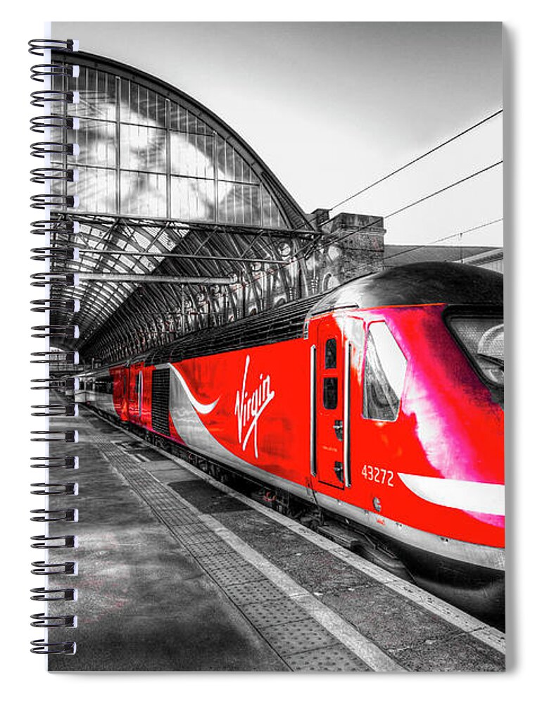 Virgin Spiral Notebook featuring the photograph Virgin Train Kings Cross Station #1 by David Pyatt