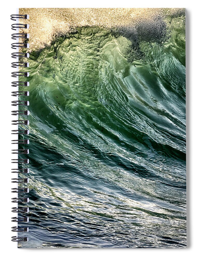Green Spiral Notebook featuring the photograph Wave #1 by Stelios Kleanthous