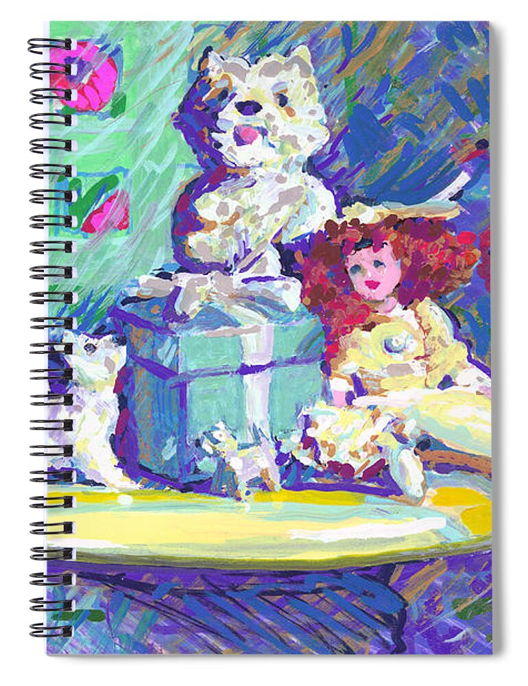 Westies Spiral Notebook featuring the painting Westies, Tiffany and Candy #1 by Candace Lovely
