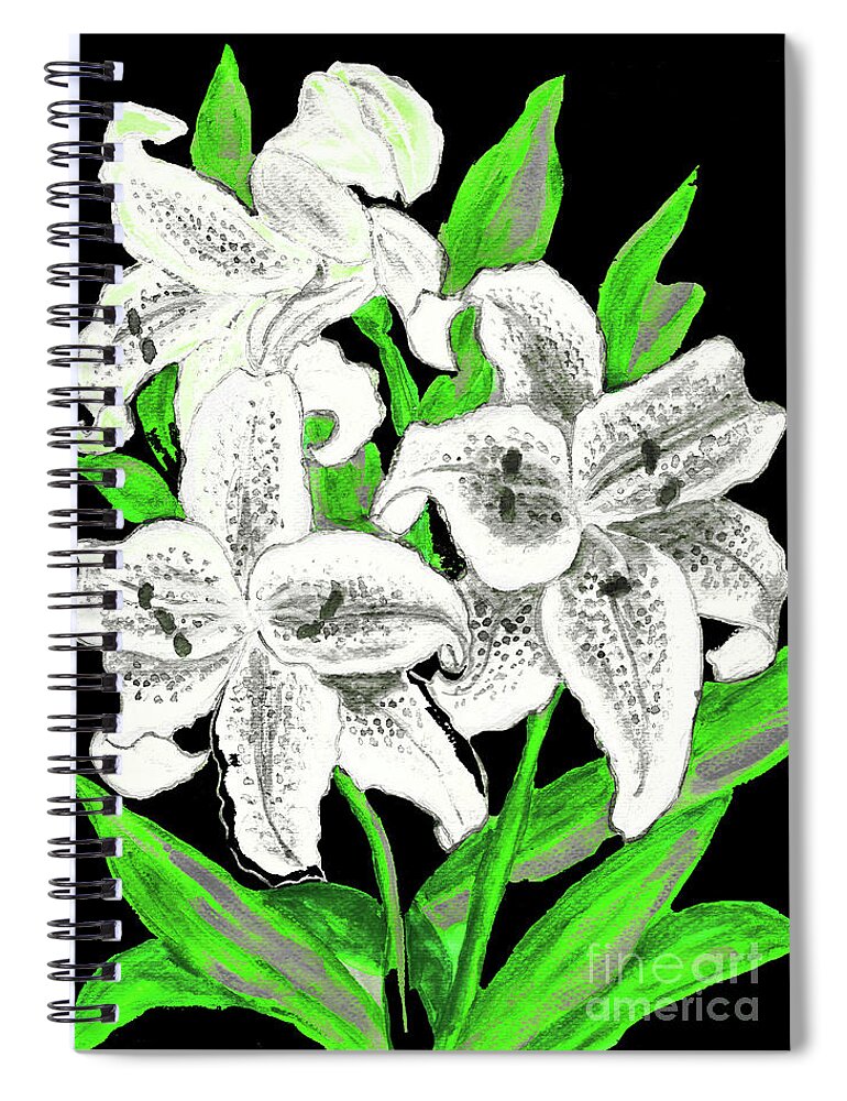 Lily Spiral Notebook featuring the painting White lilies #1 by Irina Afonskaya
