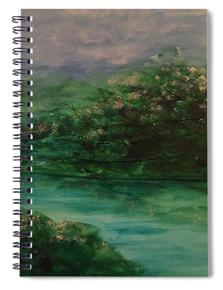 Textured Spiral Notebook featuring the painting Wild Rose Bushes #1 by KJ Burk