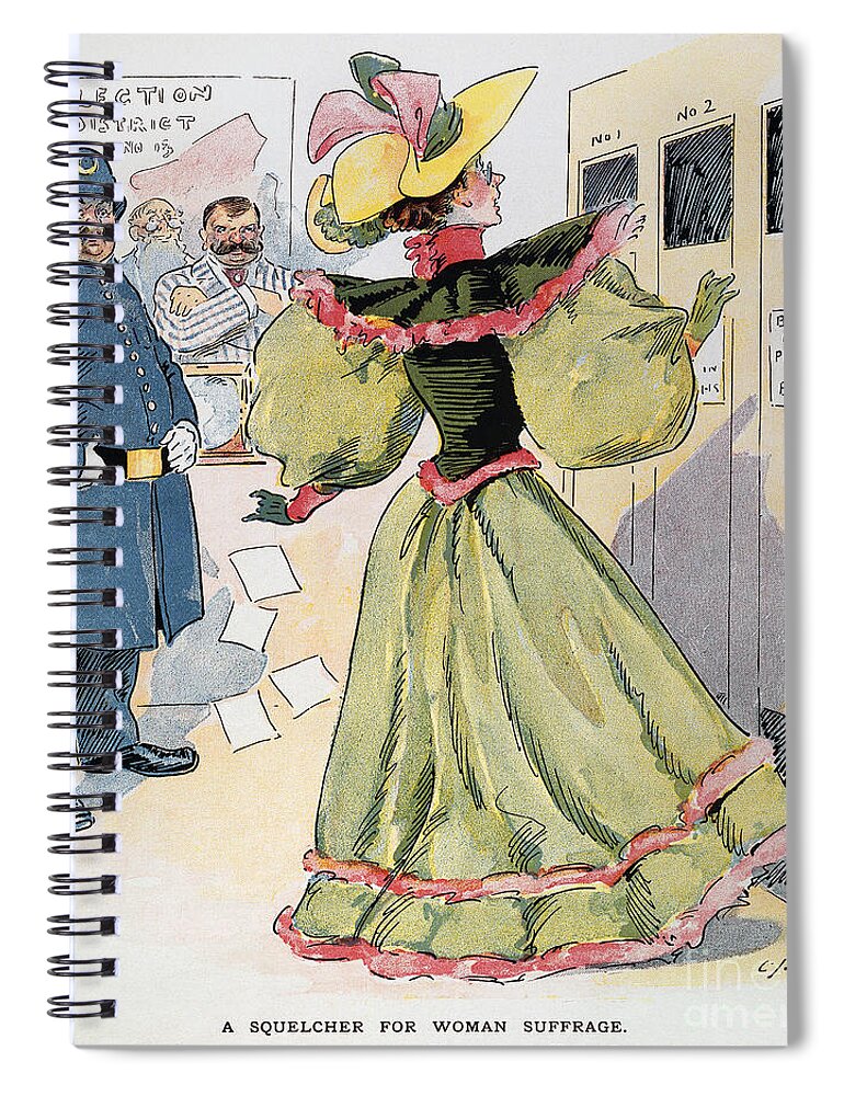 1894 Spiral Notebook featuring the photograph Womens Rights Cartoon #1 by Granger