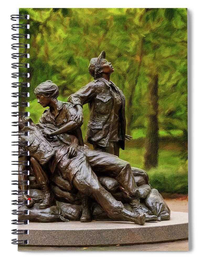 Flower Spiral Notebook featuring the photograph Women's Vietnam memorial in Washington #1 by Steven Heap