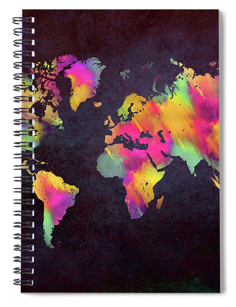 Map Of The World Spiral Notebook featuring the digital art World Map Art #1 by Justyna Jaszke JBJart