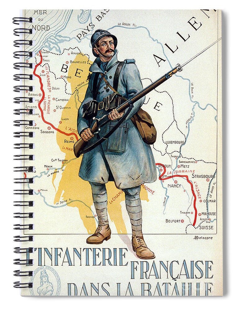 1915 Spiral Notebook featuring the photograph World War I: French Poster #1 by Granger