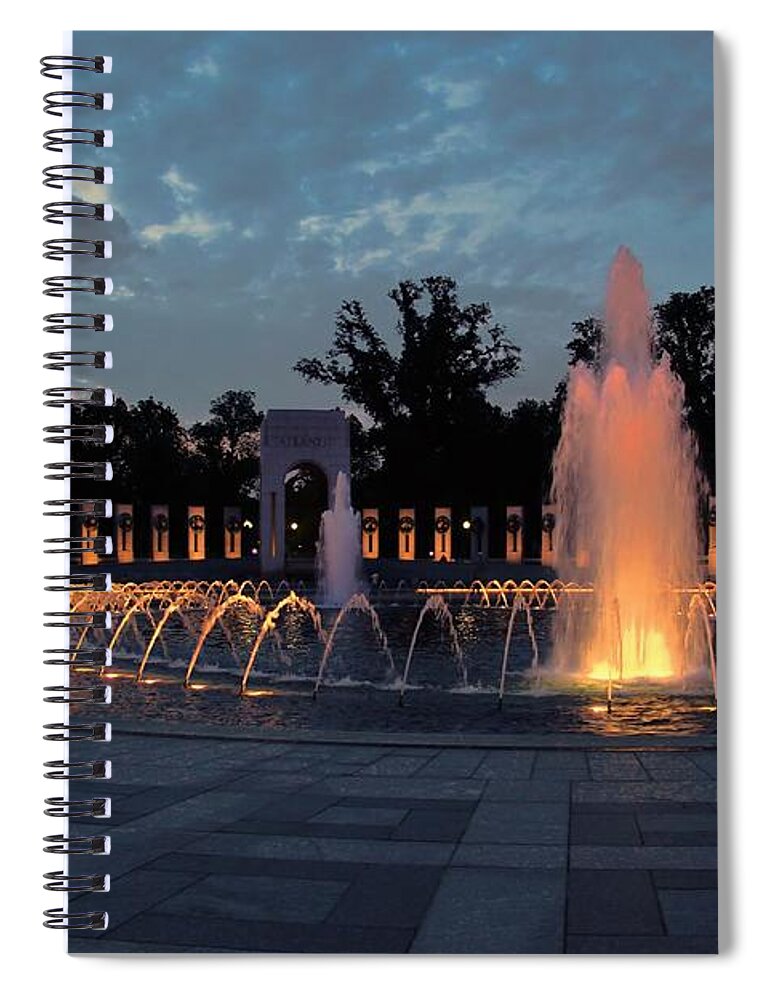 Fountain Spiral Notebook featuring the photograph World War II Memorial Fountain #1 by Marina McLain