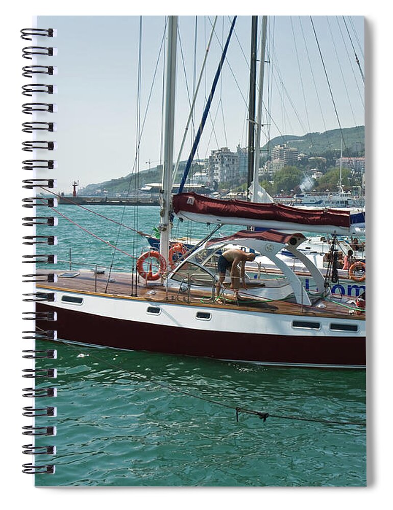Sea Spiral Notebook featuring the photograph Yachts, Yalta #1 by Irina Afonskaya