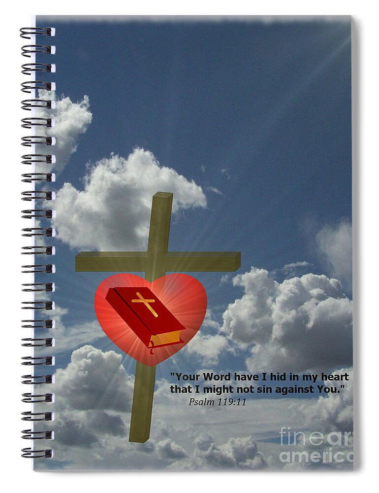 Psalm 119 Spiral Notebook featuring the digital art Your Word Have I Hid in my Heart #1 by Charles Robinson
