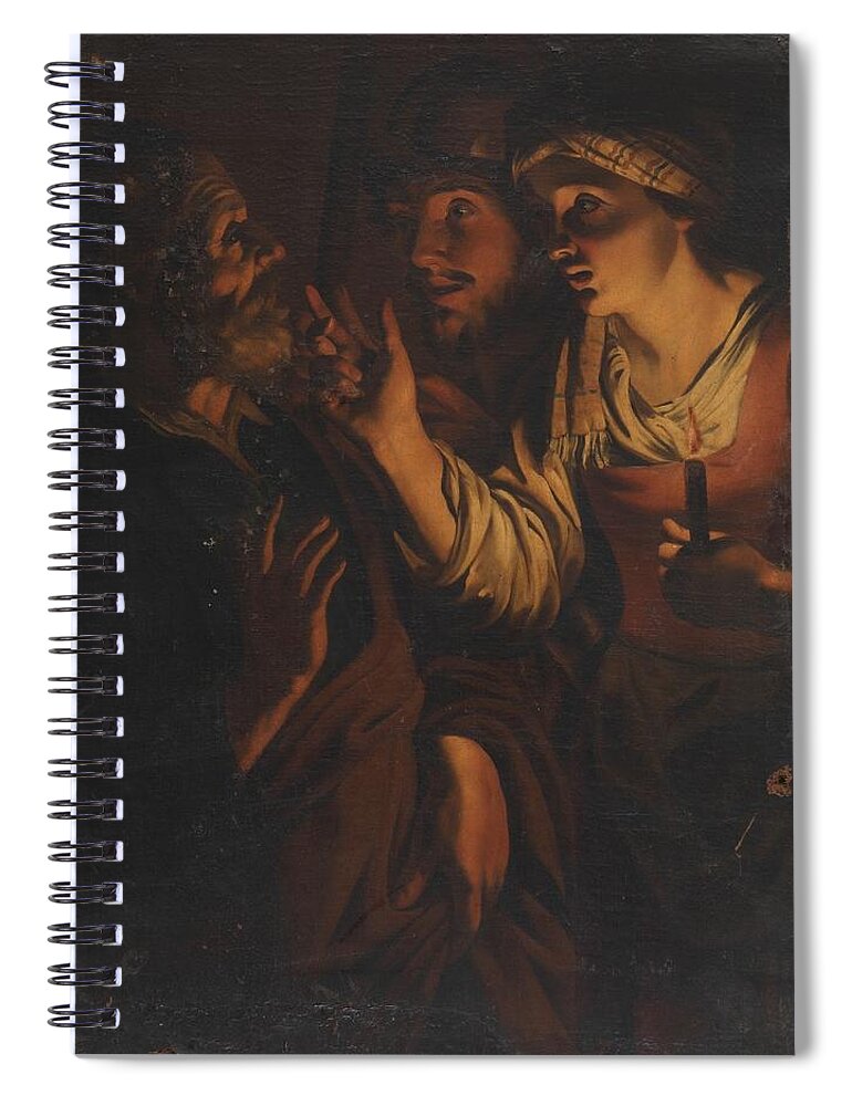 Anonymous Denial Of Saint Peter Xvii Century Spiral Notebook featuring the painting Anonymous #10 by MotionAge Designs