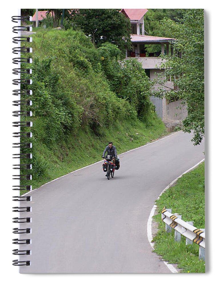 Bicycle Spiral Notebook featuring the digital art Leymebamba City Center #10 by Carol Ailles