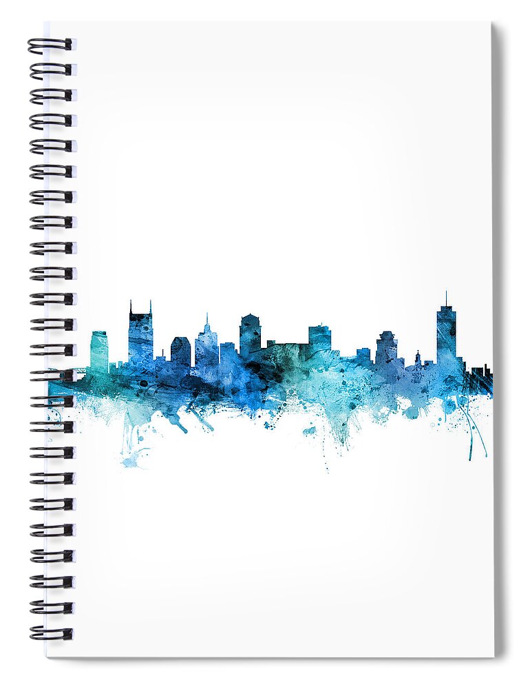 Nashville Spiral Notebook featuring the digital art Nashville Tennessee Skyline #10 by Michael Tompsett