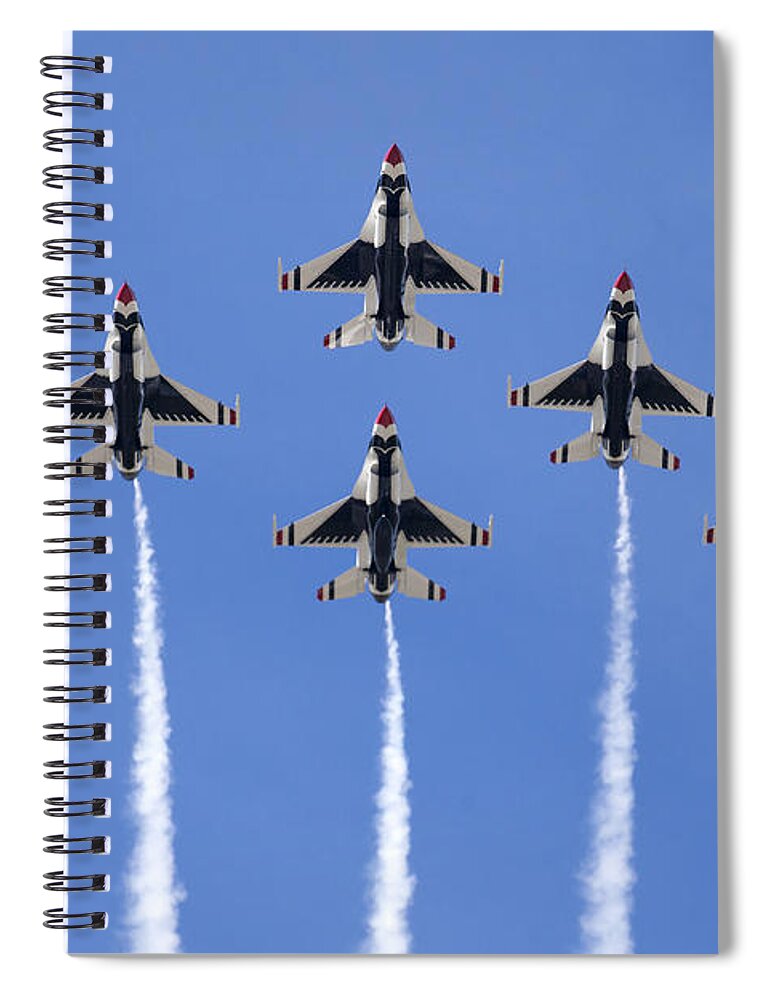 Usaf Thunderbirds Spiral Notebook featuring the photograph US Air Force Thunderbirds flying preforming precision aerial maneuvers #10 by Anthony Totah