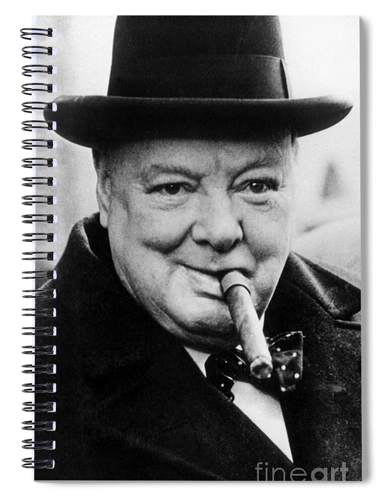 Churchill Spiral Notebook featuring the photograph Winston Churchill by English School