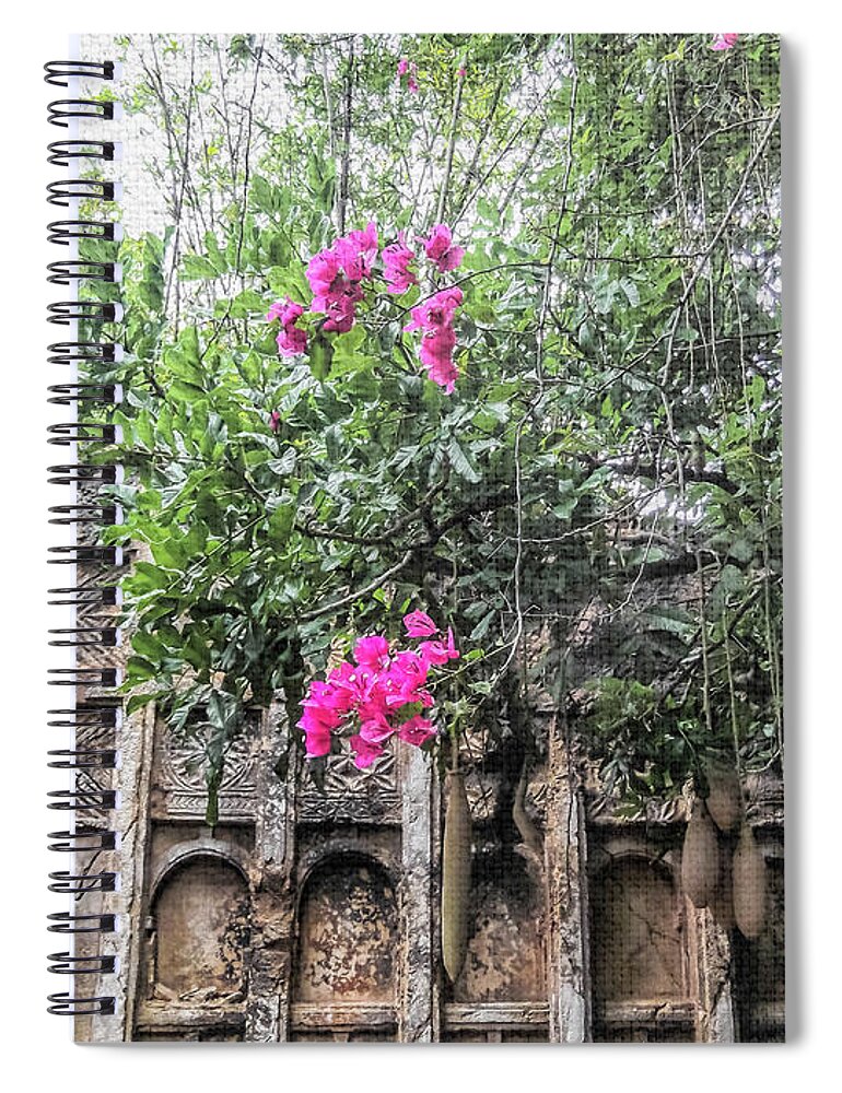 African Swahili Wall Carving Spiral Notebook featuring the photograph 10117 Swahilli Wall by Pamela Williams