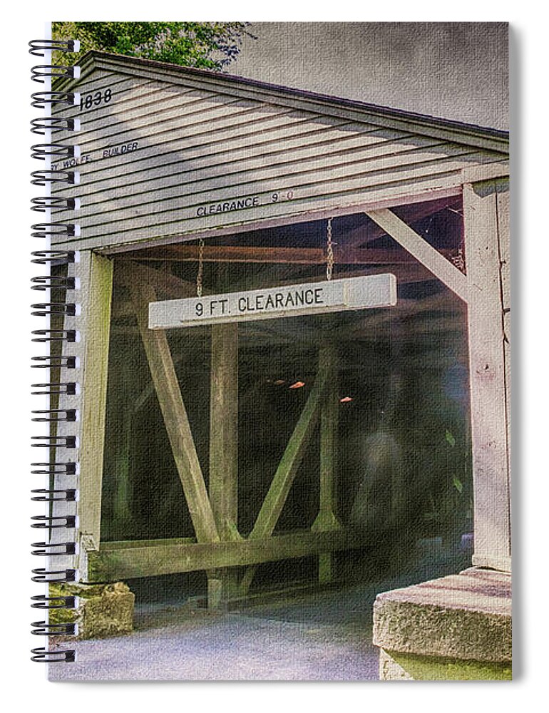 Bridge Spiral Notebook featuring the digital art 10709 Ramp Creek Bridge by Pamela Williams