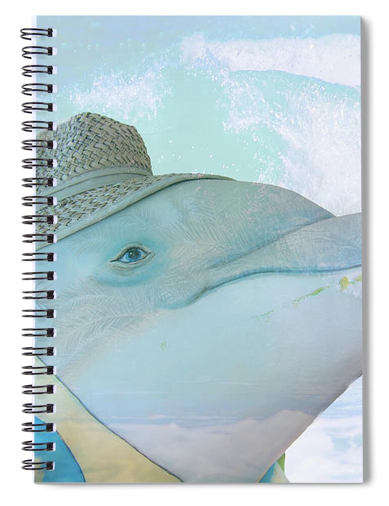 Dolphin Spiral Notebook featuring the mixed media 10732 Flipper by Pamela Williams