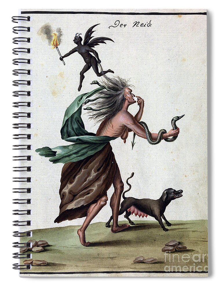 History Spiral Notebook featuring the photograph Demonology, 18th Century #11 by Wellcome Images