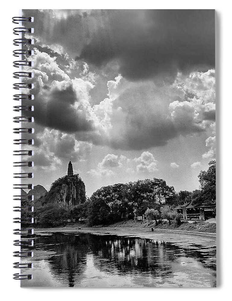 China Spiral Notebook featuring the photograph China Guilin landscape scenery photography #12 by Artto Pan