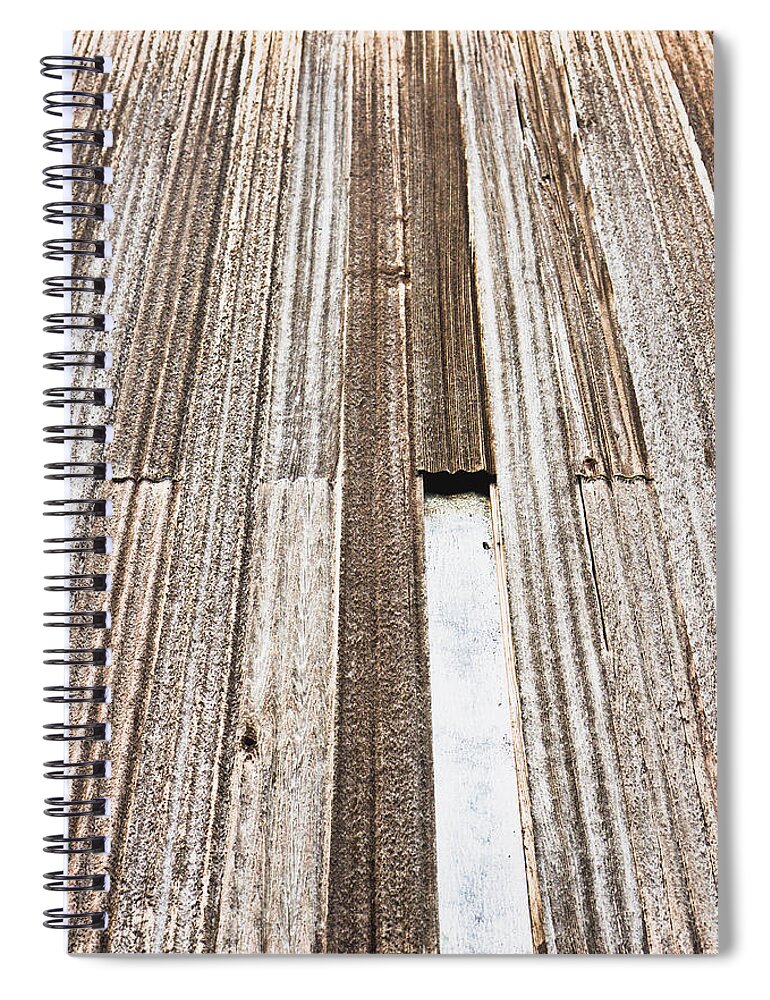 Absence Spiral Notebook featuring the photograph Wooden panels #12 by Tom Gowanlock