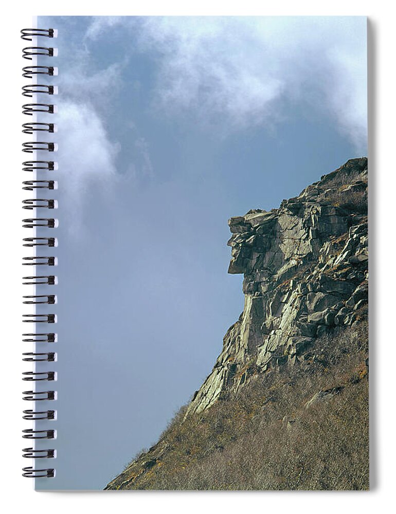 135701 Spiral Notebook featuring the photograph 135701 Old Man of the Mountain NH by Ed Cooper Photography