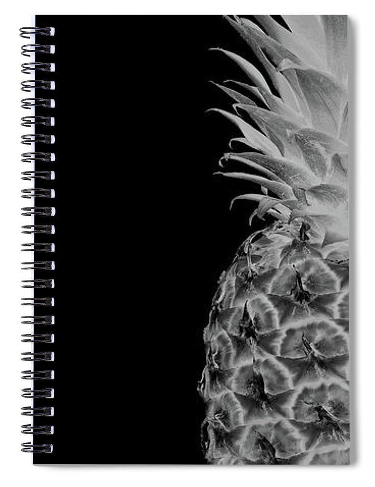 Abstract Spiral Notebook featuring the photograph 14BL Artistic Glowing Pineapple Digital Art Greyscale by Ricardos Creations