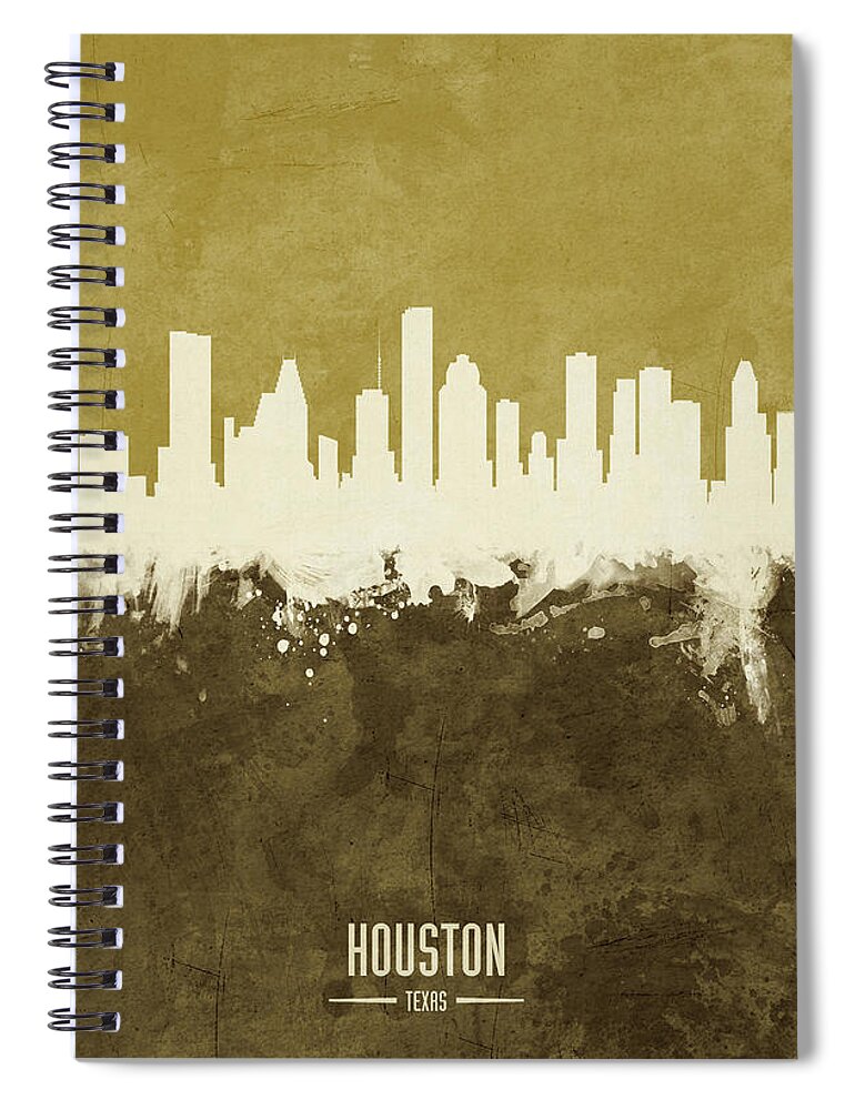 Houston Spiral Notebook featuring the digital art Houston Texas Skyline #15 by Michael Tompsett