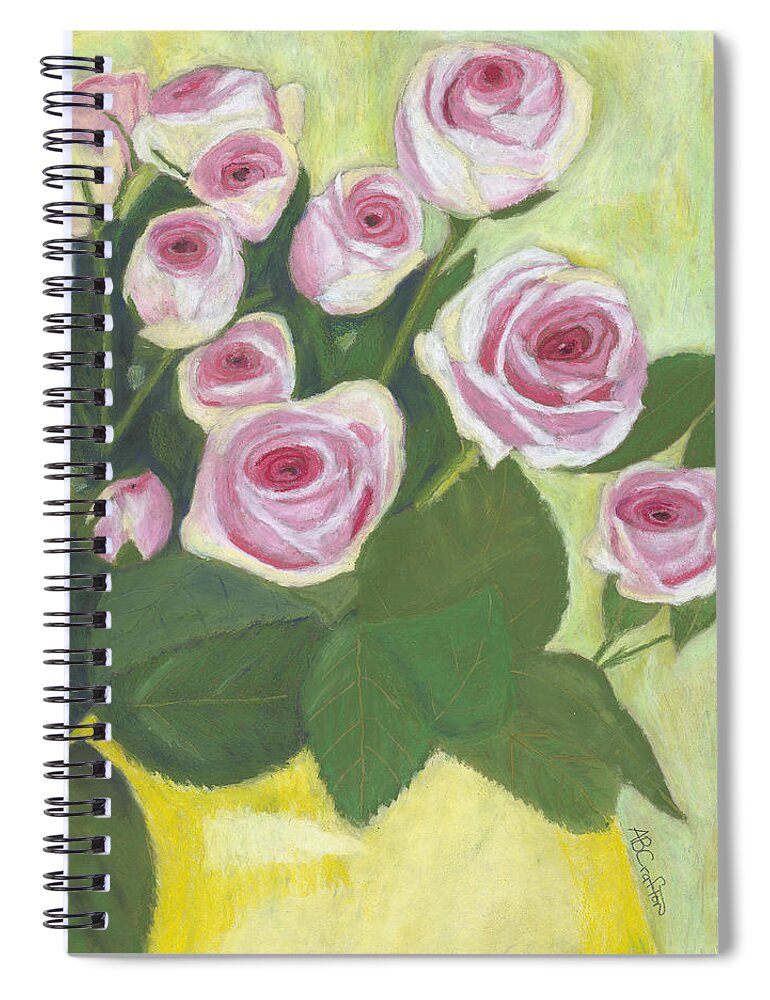 Roses Spiral Notebook featuring the painting 15 Pinks by Arlene Crafton