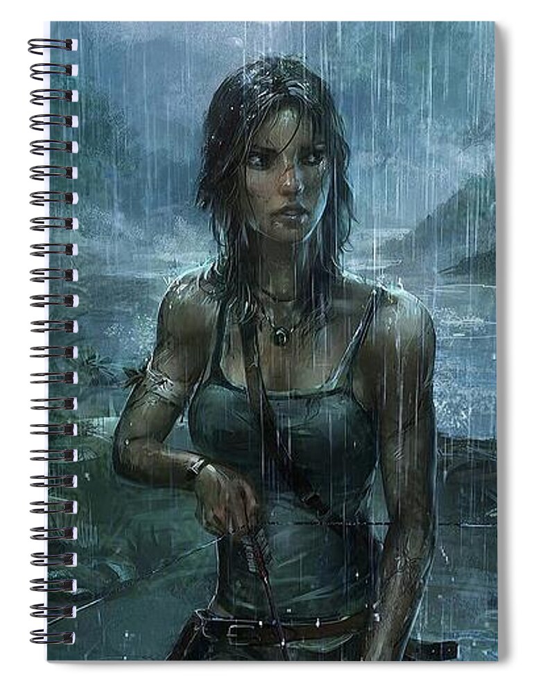 Tomb Raider Spiral Notebook featuring the digital art Tomb Raider #15 by Super Lovely
