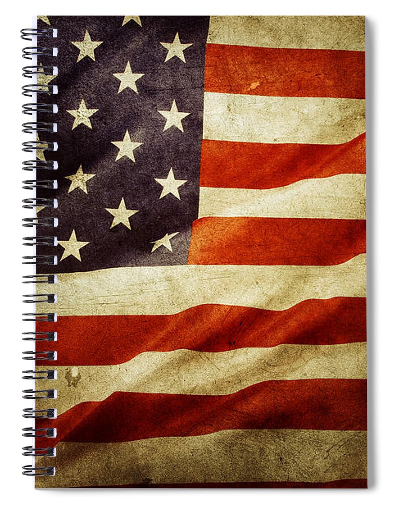 Flag Spiral Notebook featuring the photograph American flag 70 by Les Cunliffe