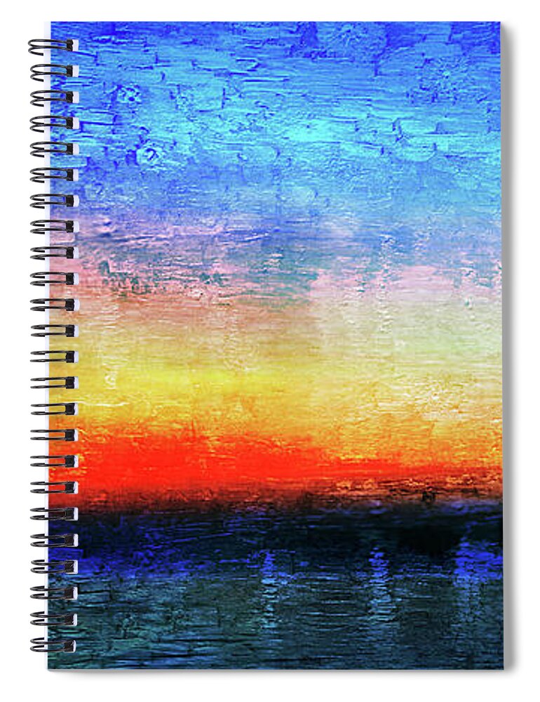 Abstract Spiral Notebook featuring the painting 15a Abstract Seascape Sunrise Painting Digital by Ricardos Creations