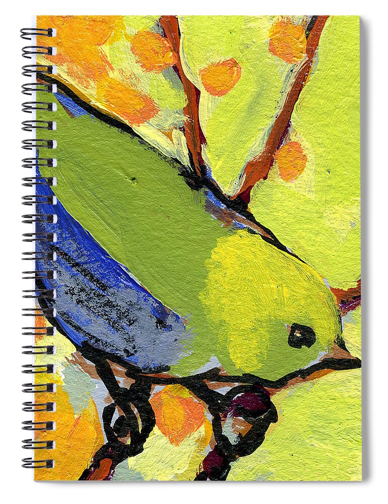 Bird Spiral Notebook featuring the painting 16 Birds No 2 by Jennifer Lommers
