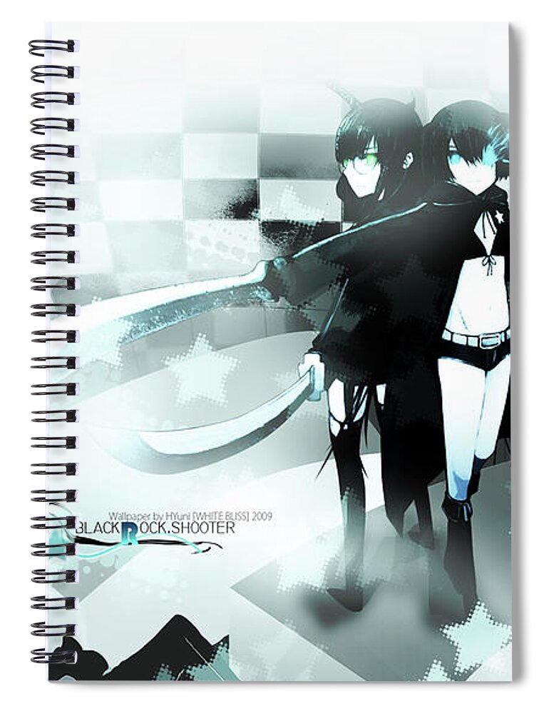 Black Rock Shooter Spiral Notebook featuring the digital art Black Rock Shooter #16 by Super Lovely