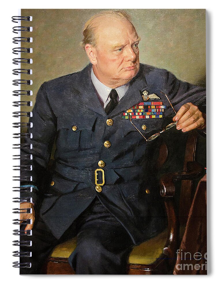 1946 Spiral Notebook featuring the painting Winston Churchill #16 by Granger