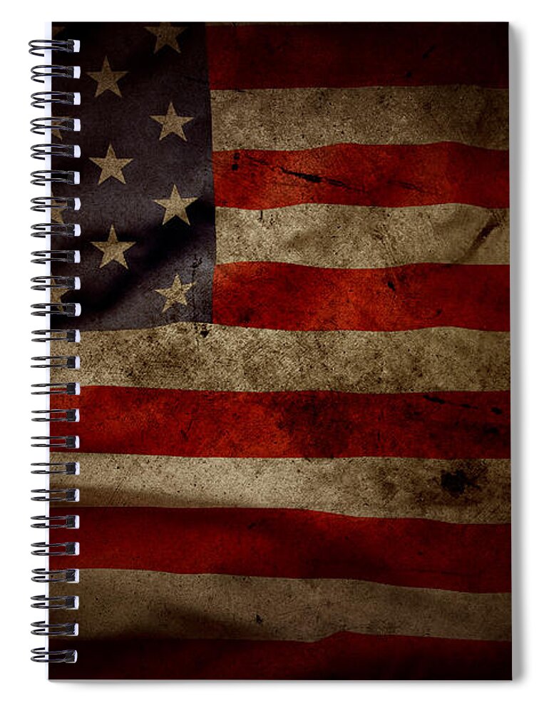 Flag Spiral Notebook featuring the photograph American flag 67 by Les Cunliffe
