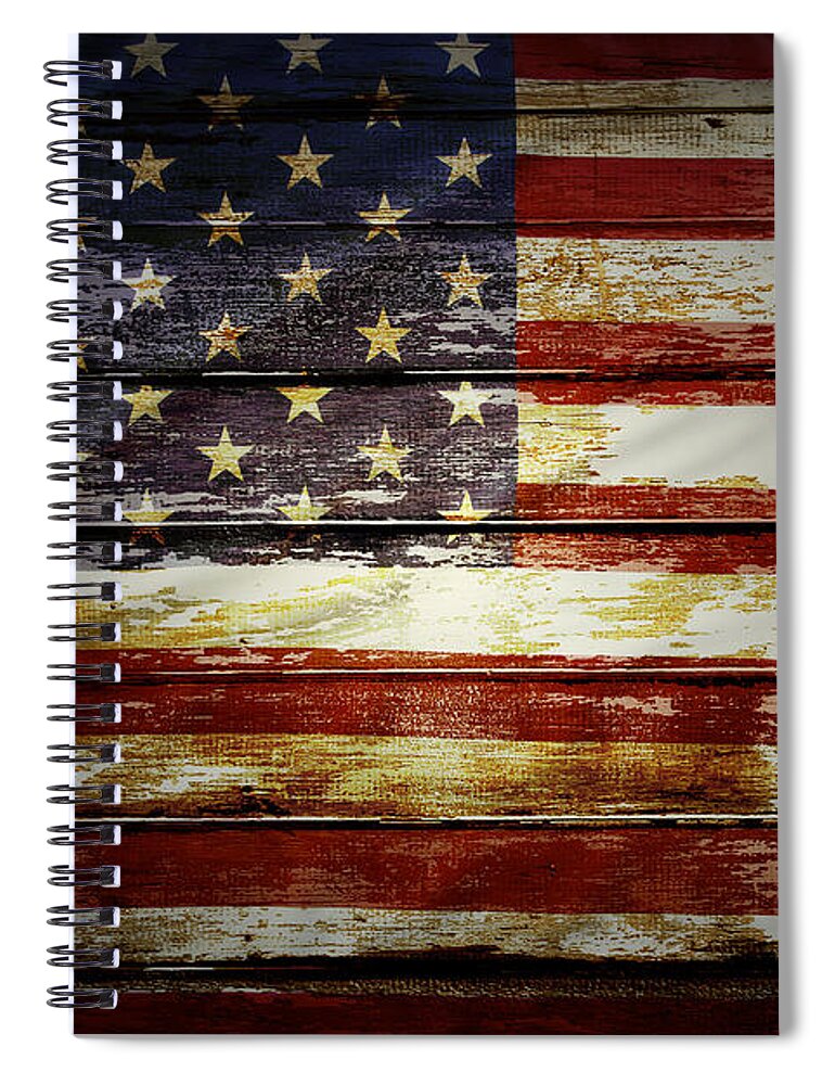 Flag Spiral Notebook featuring the photograph American flag 66 by Les Cunliffe