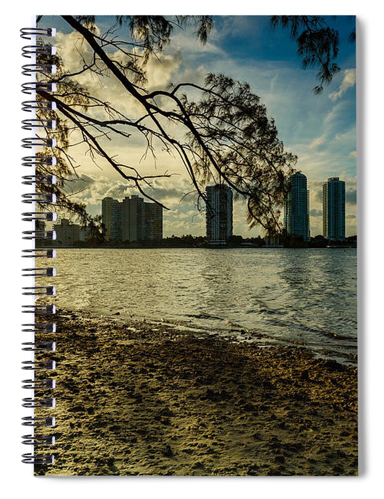 Architecture Spiral Notebook featuring the photograph Miami Skyline #18 by Raul Rodriguez