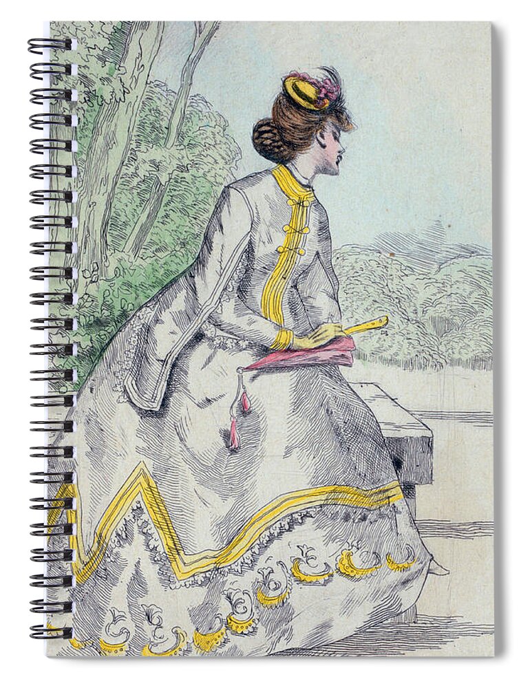 1869 Spiral Notebook featuring the drawing 1869 Paris France Fashion Drawing by Movie Poster Prints