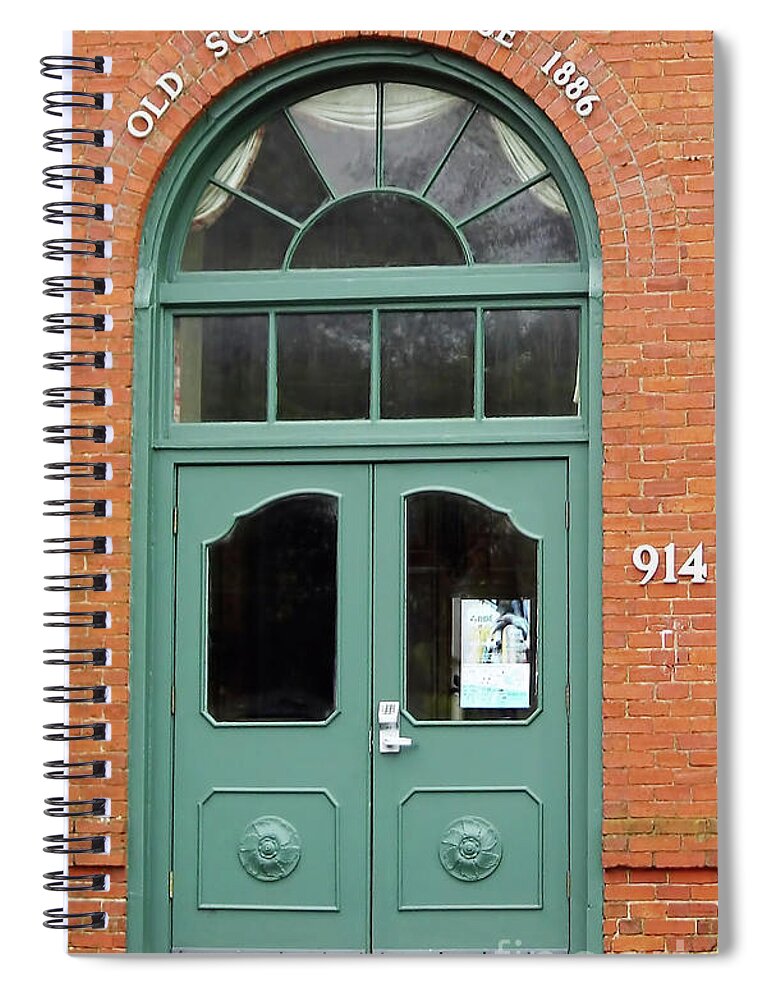 School Spiral Notebook featuring the photograph 1886 School House Doors by D Hackett