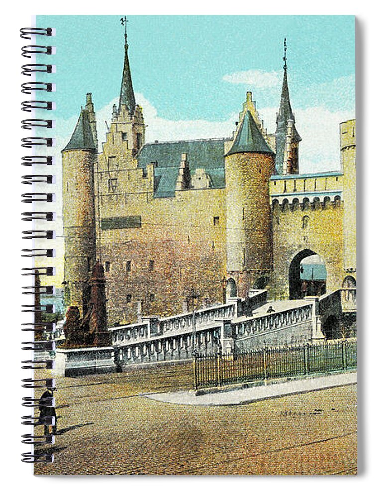 Antwerp Spiral Notebook featuring the photograph 1890 Antwerpen Antwerp Steen castle by Heidi De Leeuw
