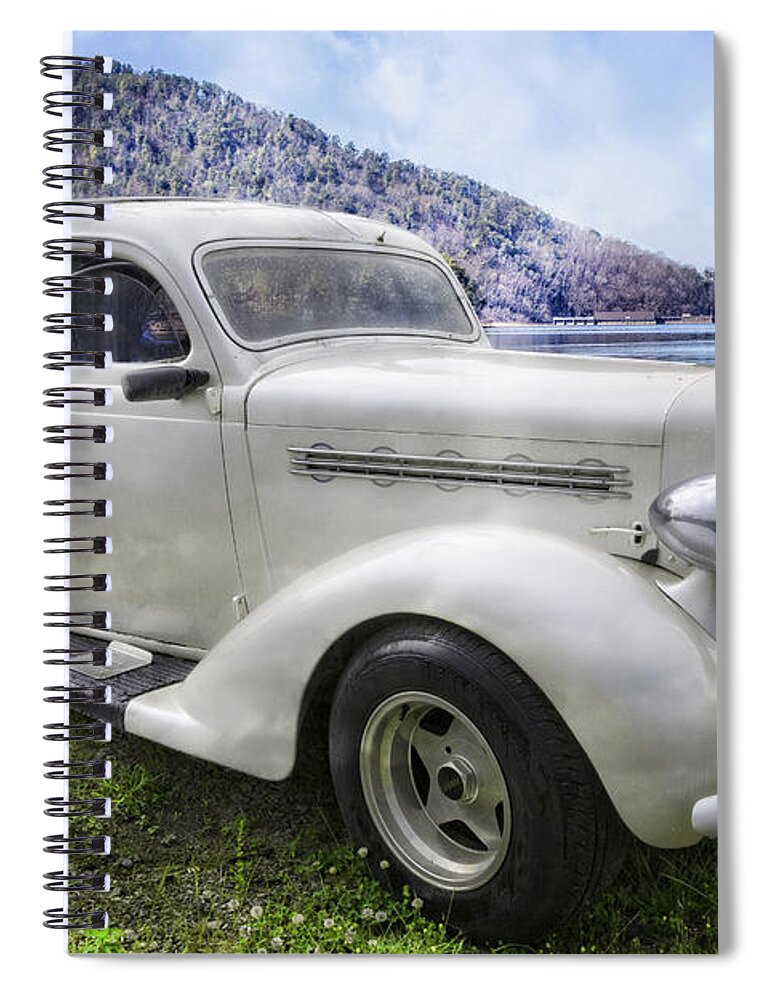 1930s Spiral Notebook featuring the photograph 1935 Plymouth Sedan by Debra and Dave Vanderlaan