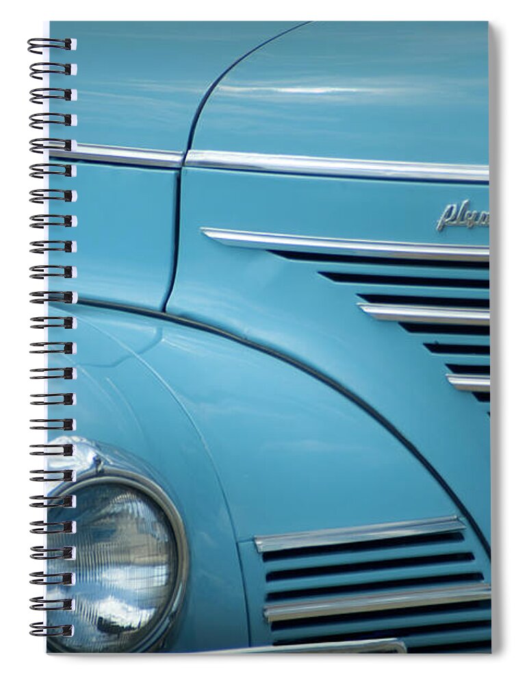 Vintage 1939 Plymouth Spiral Notebook featuring the photograph 1939 Plymouth Front Grill by David Zanzinger