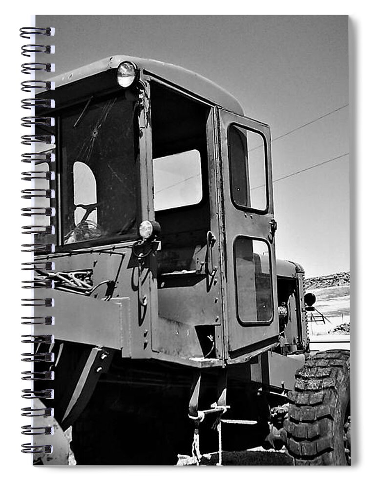 Road Grader Spiral Notebook featuring the photograph 1950 Austin Western Grader by Susan Kinney