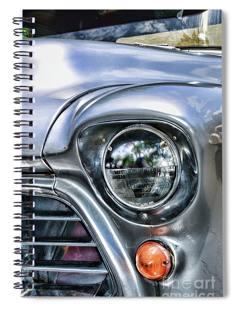 Paul Ward Spiral Notebook featuring the photograph 1955 Chevy Pick Up Truck Headlight by Paul Ward