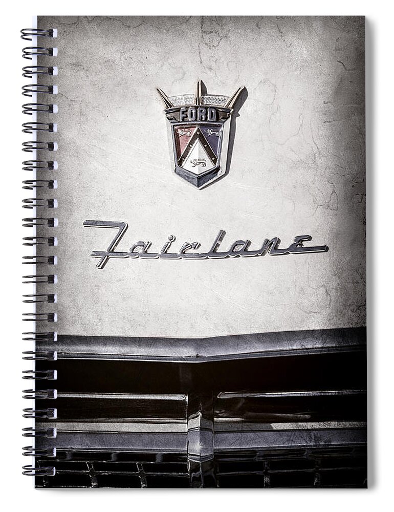 1955 Ford Fairlane Crown Victoria Emblem Spiral Notebook featuring the photograph 1955 Ford Fairlane Crown Victoria Emblem -1713ac by Jill Reger