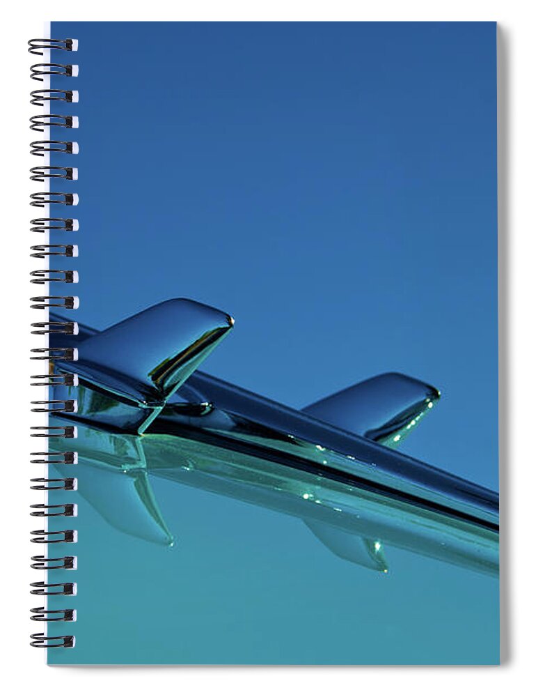 Chevy Spiral Notebook featuring the photograph 1956 Chevy Belair Hood Ornament by Jani Freimann