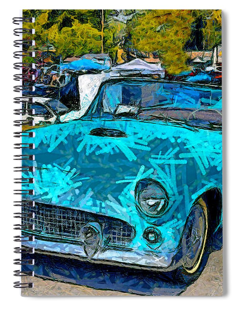 1956 Ford T Bird Cambria Car Show Spiral Notebook featuring the photograph 1956 Ford T Bird Cambria Car Show by Floyd Snyder