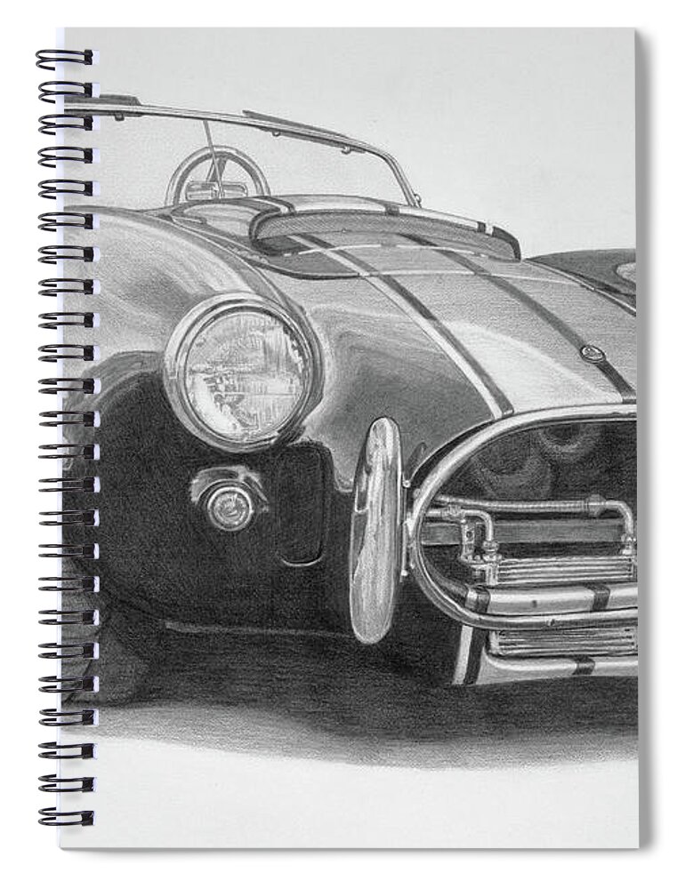 Shelby Cobra Spiral Notebook featuring the drawing 1968 Shelby Cobra by Dan Menta